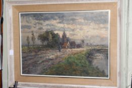 Herman, Continental Landscape, oil on canvas, signed lower right,