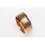 9 carat gold wedding ring with textured finish, size S.