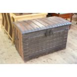 Large iron bound chest/trunk, 72cm by 115cm by 62cm.