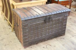 Large iron bound chest/trunk, 72cm by 115cm by 62cm.