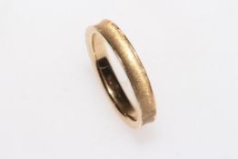 9 carat gold wedding ring, with concave matt finish, size S.