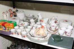 Johnson Bros tableware, Royal Vale teaware, Tetley Teafolk and other figures.