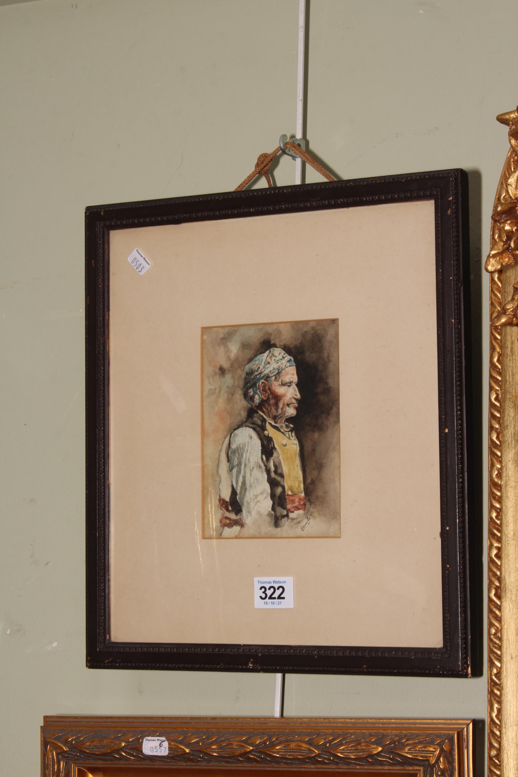 Edwards, Portrait of an Elderly Gentleman, watercolour, signed lower right, 15cm by 11cm,