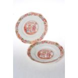 Pair Chinoiserie decorated plates, 22cm diameter.