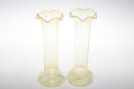 Pair of Victorian Vaseline glass vases.