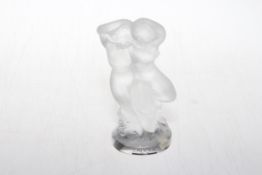 Lalique frosted sculpture of Pan and Diane, 13.5cm, etched mark to base.