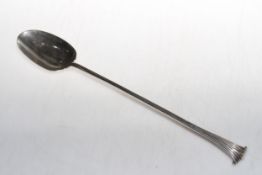 George III silver onslow pattern basting spoon, makers mark William Stalker and John Mitchison,