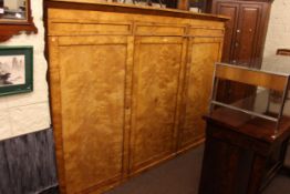 19th Century satin birch three door wardrobe, 177cm by 250cm by 58cm.