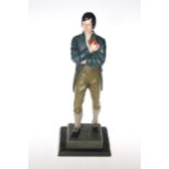 Painted sculpture figure of Robert Burns, on plinth base, 36cm.