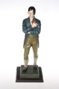 Painted sculpture figure of Robert Burns, on plinth base, 36cm.