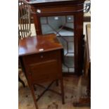 Edwardian mahogany and line inlaid astragal glazed corner wall cabinet and mahogany drop leaf