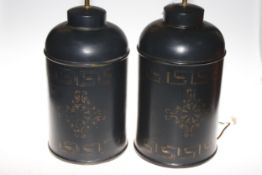 Pair of tea canister table lamps, 52cm high.