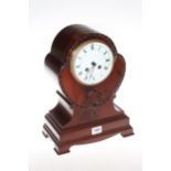 Mahogany balloon shaped mantel clock, 34cm high.