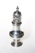 George III silver caster of baluster form, makers mark I.