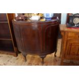 Early 20th Century mahogany bow front side cabinet on cabriole legs, 120cm by 123cm by 45cm.
