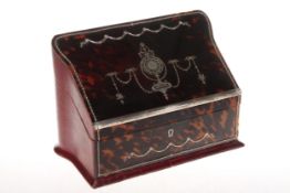 Good silver inlaid tortoiseshell stationery box,