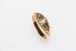 18 carat gold, sapphire and diamond ring, Chester 1912, size N.