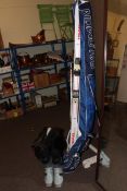 Pair of Head 'Radial' Graphite ski's 195cm, pair of Salomon SX91 ski boots size 10, ski poles,