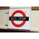 Vintage enamel double sided Bus Stop sign.