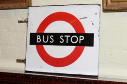 Vintage enamel double sided Bus Stop sign.