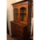 19th Century mahogany chest of two short above three long drawers and Victorian mahogany glazed