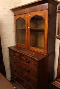 19th Century mahogany chest of two short above three long drawers and Victorian mahogany glazed