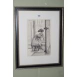 Norman Cornish, Sarah Washing Step, Flomaster ink on paper, signed and titled, 40cm by 26cm,