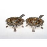 Pair Eames and Barnard silver table salts,