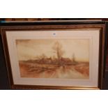 Gilt framed watercolour, Nanking Cargo poster and collection of prints.