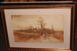 Gilt framed watercolour, Nanking Cargo poster and collection of prints.