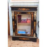 Victorian ebonised, satinwood inlaid and gilt mounted glazed door pier cabinet,