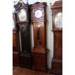 Austrian walnut longcase clock with copper and silvered dial signed Joh.