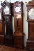 Austrian walnut longcase clock with copper and silvered dial signed Joh.