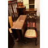 Singer cabinet sewing machine, Victorian glazed door music cabinet, drop leaf dining table,