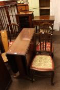 Singer cabinet sewing machine, Victorian glazed door music cabinet, drop leaf dining table,