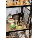 Pair of pottery lamps, two Wedgwood vases, cakestand, various china, etc.