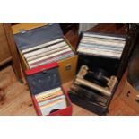 Two cases of LP records, case of singles and case of 78 records.