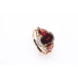 9 carat gold, garnet and diamond ring, size N/O.