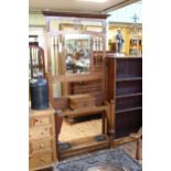 Edwardian oak mirror backed hallstand, 136cm by 106cm by 30cm.