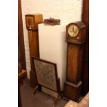 Two grandmother clocks, Victorian wall clock and folding screen/table (4).
