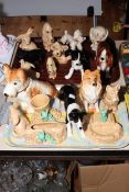 Two trays of Sylvac dogs, elephant, two gnome planters, etc.