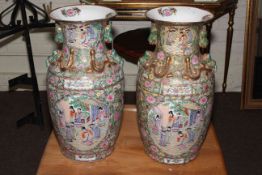 Pair of large Cantonese vases, 62cm high.