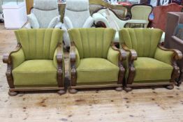 Set of three early 20th Century armchairs.
