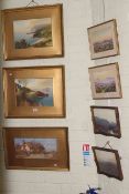 Seven various framed landscape paintings including works by Shapland, P. N. Ponti and B. Tighe.