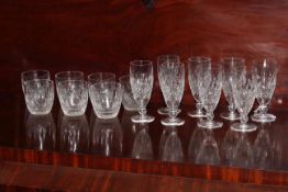 Waterford Colleen pattern glasses, comprising seven tumblers, eight flutes,