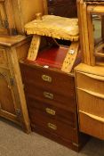 Campaign style four drawer chest with leather inset top,