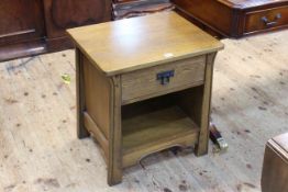 Oak Arts & Crafts style single drawer lamp table, 60cm by 56cm by 44cm.