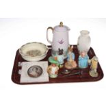 Five Beswick Beatrix Potter figures, Bunnykins bowl, Spode jug, vase, miniature,