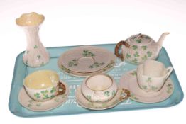 Collection of ten pieces of Belleek porcelain.