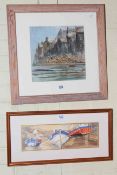 Wendy Healy and Molly Smith two framed paintings of Staithes.